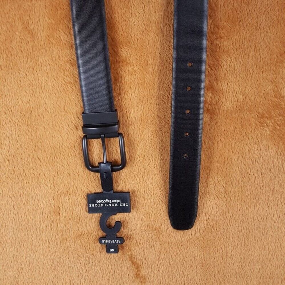 BLOOMINGDALES Mens Wearhouse Belt Size 40 Black Brown Bonded Leather Reversible